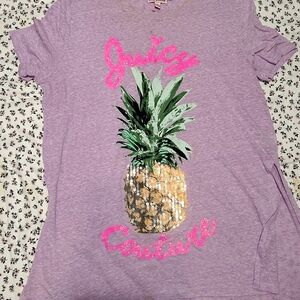 Juicy Couture Lavender Tee with Sequin Pineapple Graphic